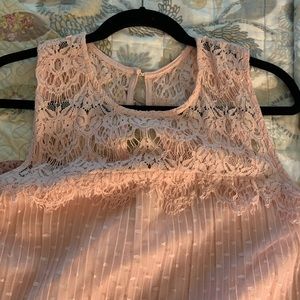 Darling pink swing dress with lace top